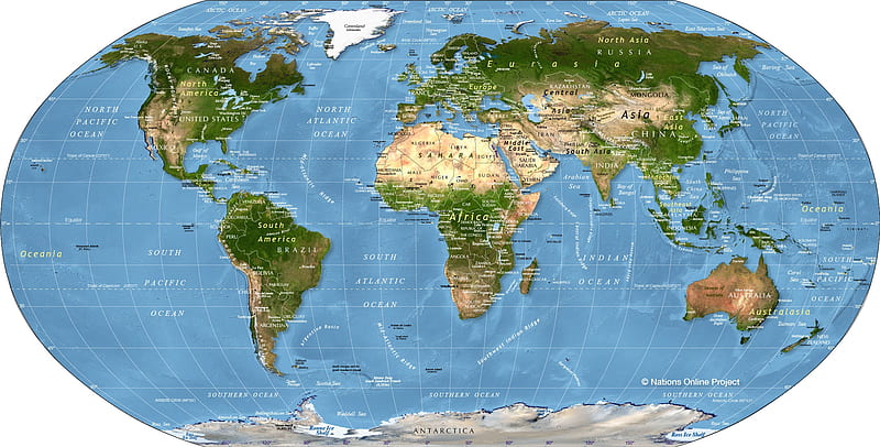  Mapa del mundo físico  ), mapas, continentes, océanos, países, ciudades, mares, Fondo de pantalla HD