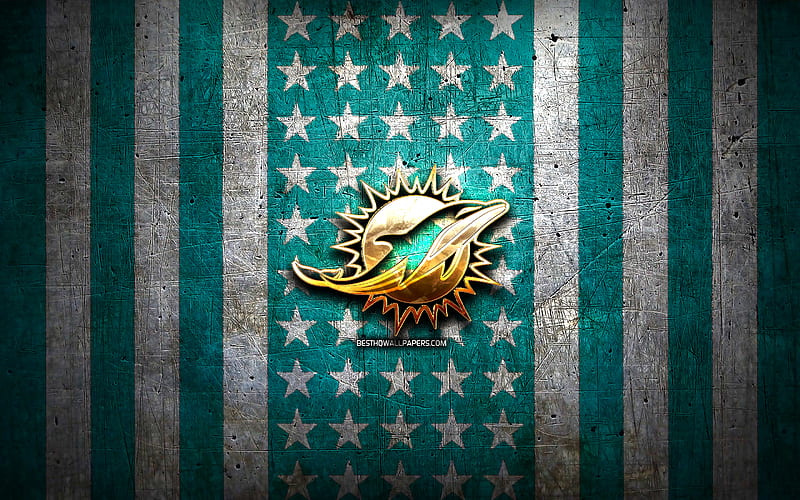 Miami Dolphins flag, NFL, blue white metal background, american football  team, HD wallpaper | Peakpx