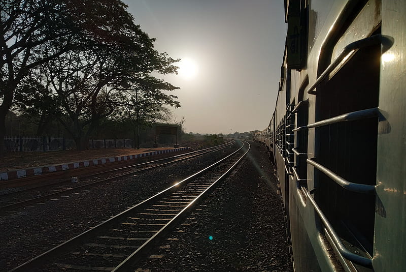 Indian Railways, morning, graphy, scene, sun, sunrise, trains, trending, HD wallpaper
