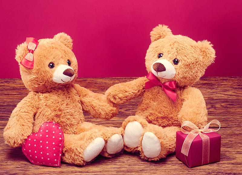 Valentine teddy bears, romantic, holiday, valentine, gift, corazones,  sweet, HD wallpaper | Peakpx