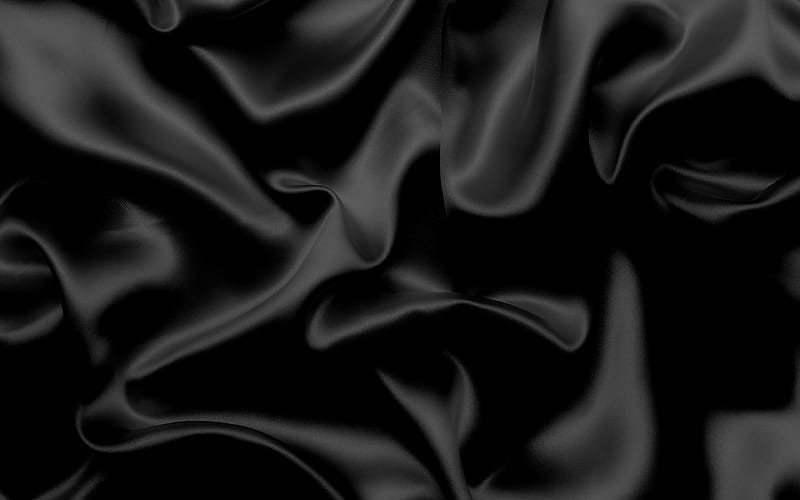 black silk texture, black waves silk background, silk waves texture, silk background, black fabric texture, black satin texture, HD wallpaper