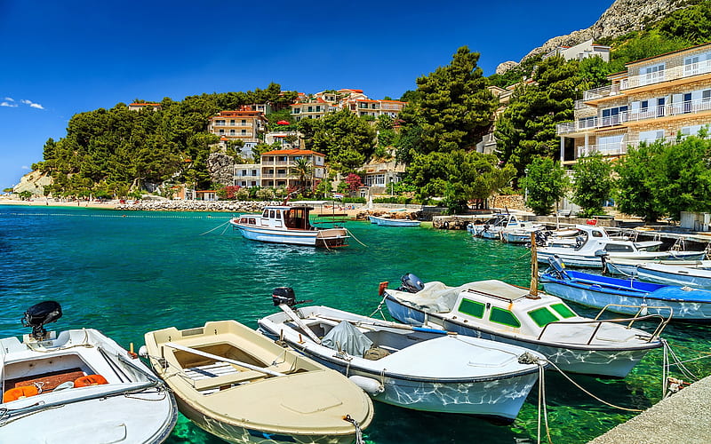 Brela, Makarska Riviera, Adriatic Sea, resort, Adriatic coast, tourism, travel to Croatia, seascape, Croatia, HD wallpaper