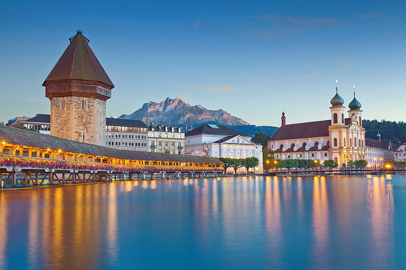 Lucerne, City, pretty, calm, water, medieval, Switzerland, Luzern, HD wallpaper