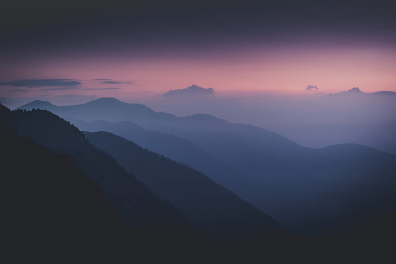 Silhouette Of Mountains During Dawn, HD wallpaper