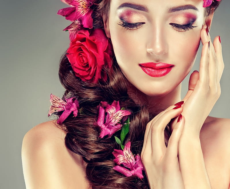 Beauty, model, rose, flower, lady, sonyazhuravetc, HD wallpaper | Peakpx