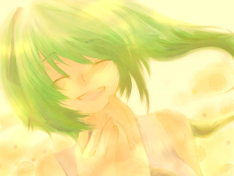 Pure laughter, girl, laughing, anime, summer, smile, green hair, happy, HD  wallpaper | Peakpx