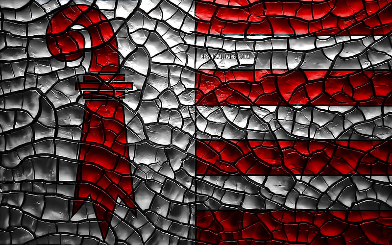 Flag of Jura swiss cantons, cracked soil, Switzerland, Jura flag, 3D art, Jura, Cantons of Switzerland, administrative districts, Jura 3D flag, Europe, HD wallpaper