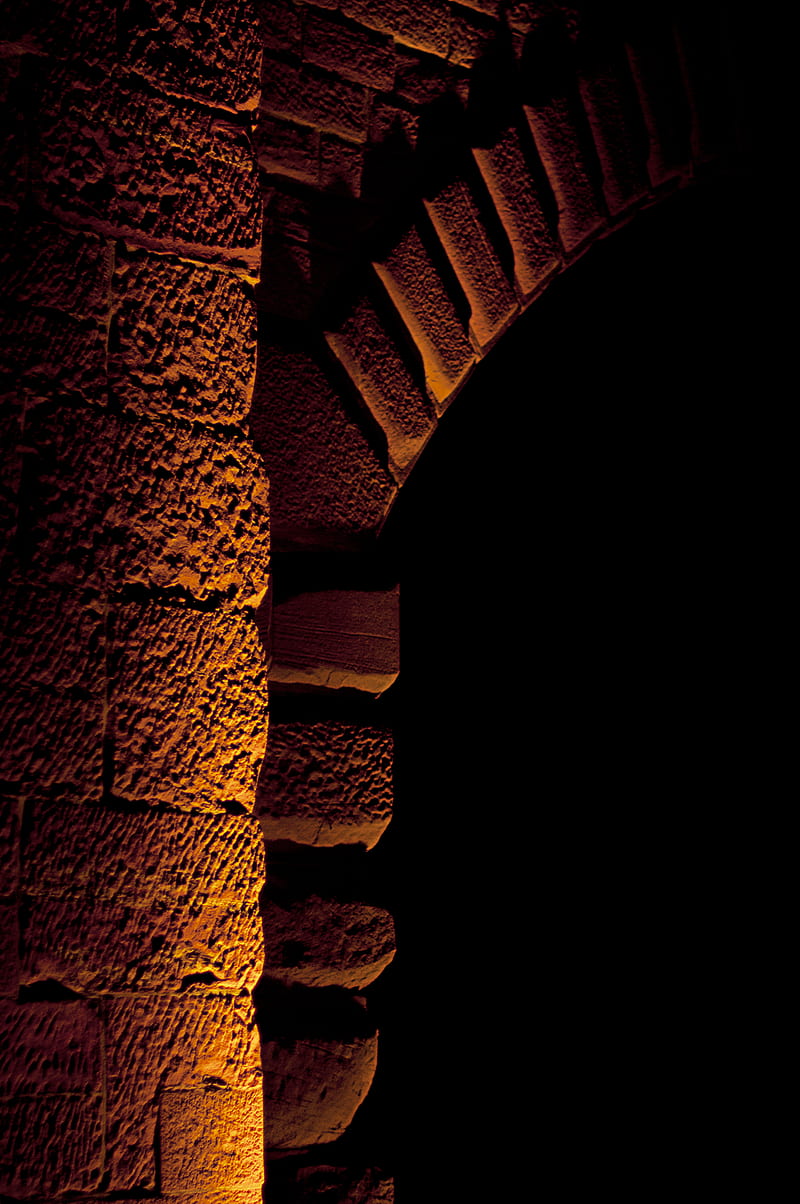arch, stone, backlight, brown, dark, HD phone wallpaper