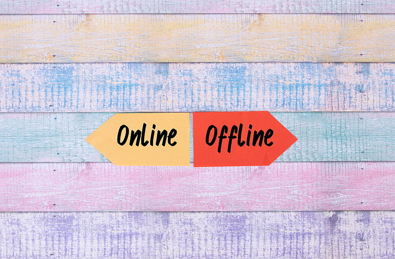 offline, word, inscription, text, colorful, HD wallpaper