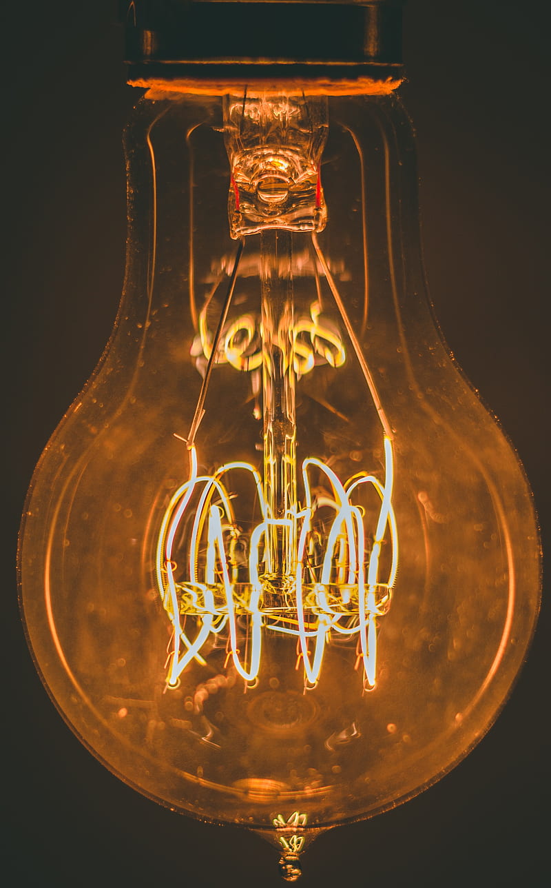 light bulb, edisons lamp, filament, light, electric, HD phone wallpaper