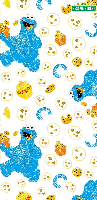 Cookie Monster, blue, cute, sesame street, HD phone wallpaper
