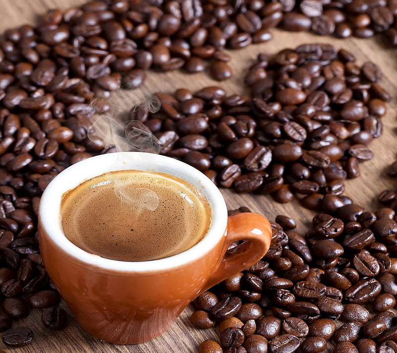 Coffee Love, beans, cup, heart, morning, HD wallpaper