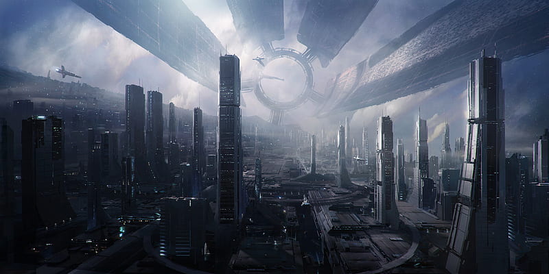 Mass Effect, City, Building, Spaceship, Video Game, Mass Effect 2, Citadel (Mass Effect), HD wallpaper