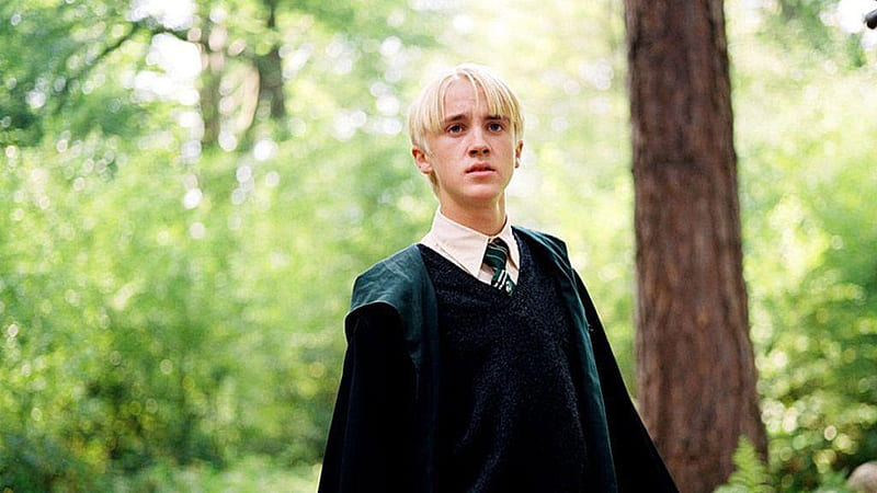 Draco Malfoy In Blur Forest Background Wearing Green Dress Draco Malfoy, HD wallpaper