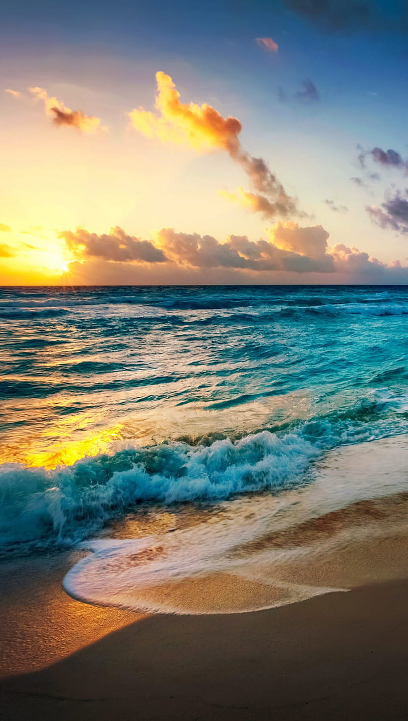 beach, sand, sun, water, waves, HD phone wallpaper
