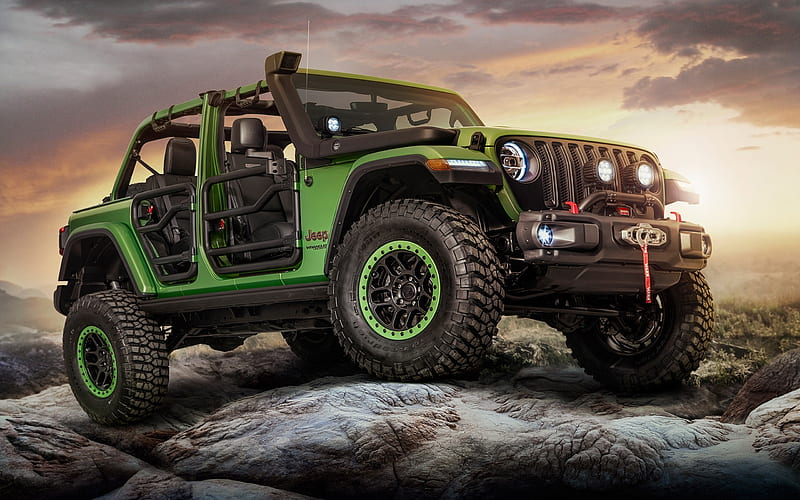 Jeep Wrangler Rubicon, 2018, Unlimited, green SUV, tuning Rubicon, American cars, Jeep, HD wallpaper
