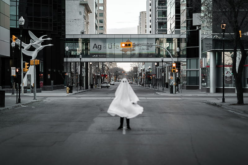 woman in white dress walking on pedestrian lane during daytime, HD wallpaper