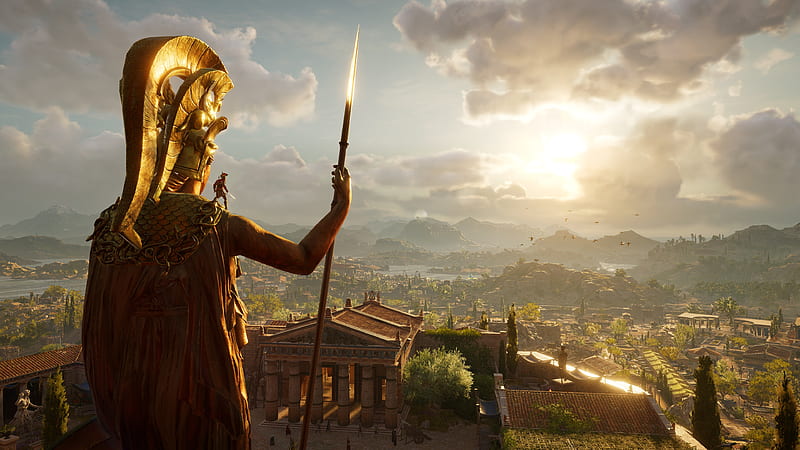 assassin's creed odyssey, landscape, scenic, spear, clouds, Games, HD wallpaper