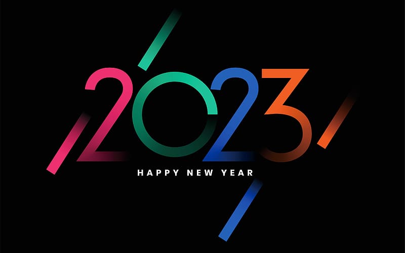 Colorful Abstract 2023 Happy New Year, HD wallpaper