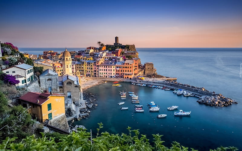 Vernazza, Italy, sea, Italy, town, Vernazza, HD wallpaper