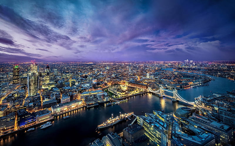 London, night, metropolis, Thames, Tower Bridge, HD wallpaper