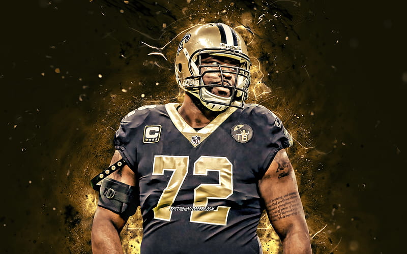 Terron Armstead NFL, New Orleans Saints, american football, offensive tackle, Jared Alan Cook, National Football League, neon lights, Terron Armstead Saints, Terron Armstead, HD wallpaper