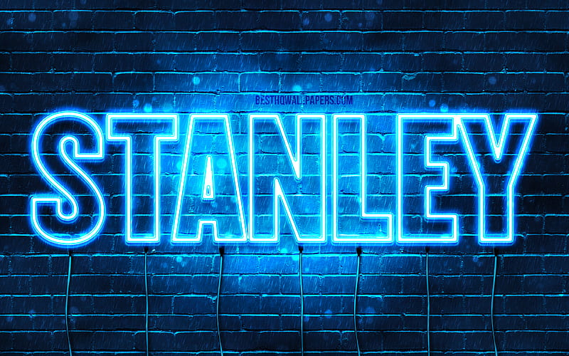 Stanley with names, horizontal text, Stanley name, blue neon