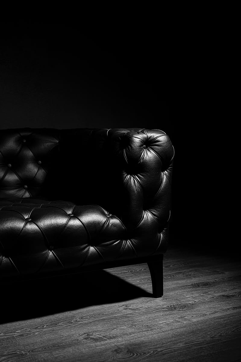 armchair, furniture, black and white, black, HD phone wallpaper