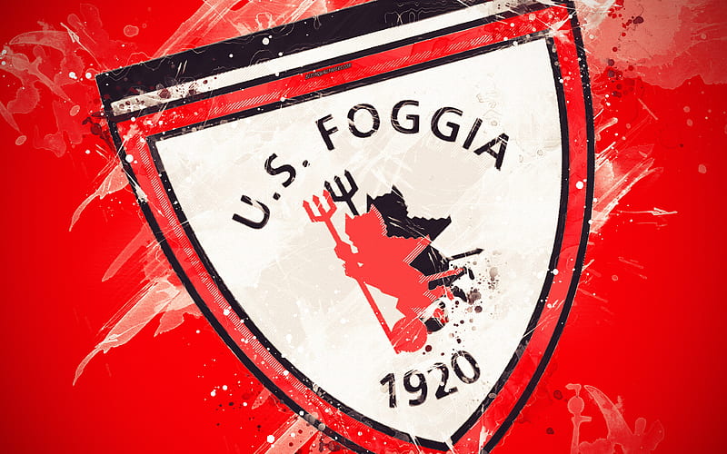 Foggia Calcio paint art, creative, logo, Italian football team, Serie B, emblem, red background, grunge style, Foggia, Italy, football, Foggia FC, HD wallpaper