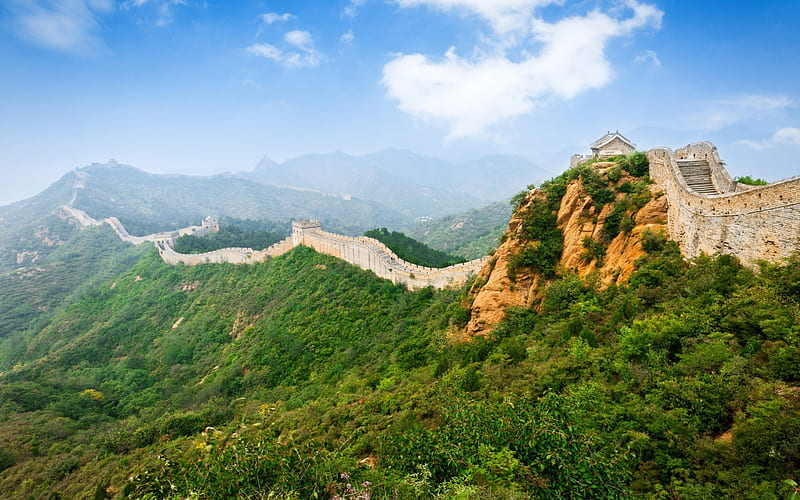 Great Wall Beijing, Great Wall of China, mountains, forest, China, HD wallpaper
