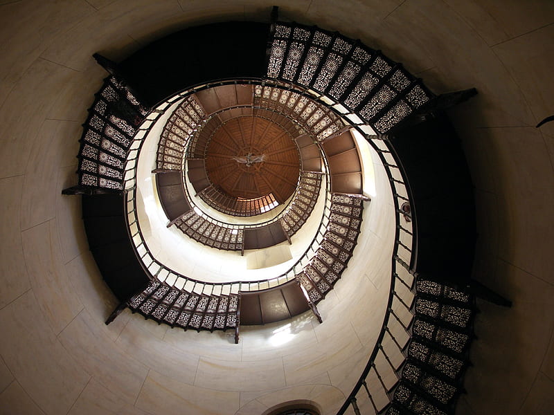Spiral Staircase, building, architecture, art, staircase, spiral, stairs, iron, bonito, HD wallpaper