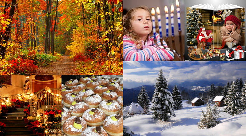 Holidays, toamna, craciun, iarna, hanukkah, HD wallpaper