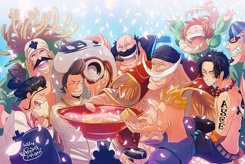 Anime, Portgas D Ace, One Piece, Edward Newgate, Marco (One Piece), Rakuyo (One Piece), Curiel (One Piece), Fossa (One Piece), Haruta (One Piece), Izo (One Piece), Thatch (One Piece), HD wallpaper