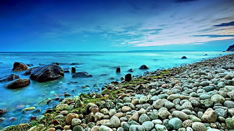 LOVELY SEASHORE, rocks, waves, evening, seashore, HD wallpaper | Peakpx