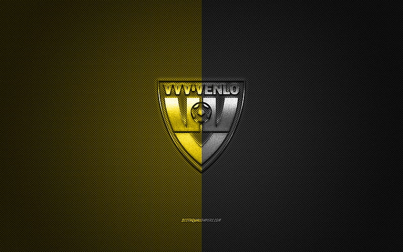 VVV-Venlo, Dutch football club, Eredivisie, black and yellow logo, black and yellow fiber background, football, Venlo, Netherlands, VVV-Venlo logo, HD wallpaper