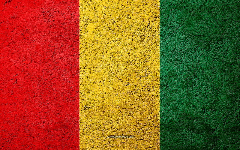 Flag of Guinea, concrete texture, stone background, Guinea flag, Africa, Guinea, flags on stone, HD wallpaper