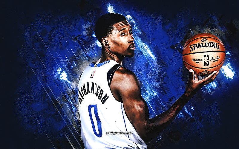 Josh Richardson, Dallas Mavericks, NBA, blue stone background, American basketball player, USA, basketball, HD wallpaper