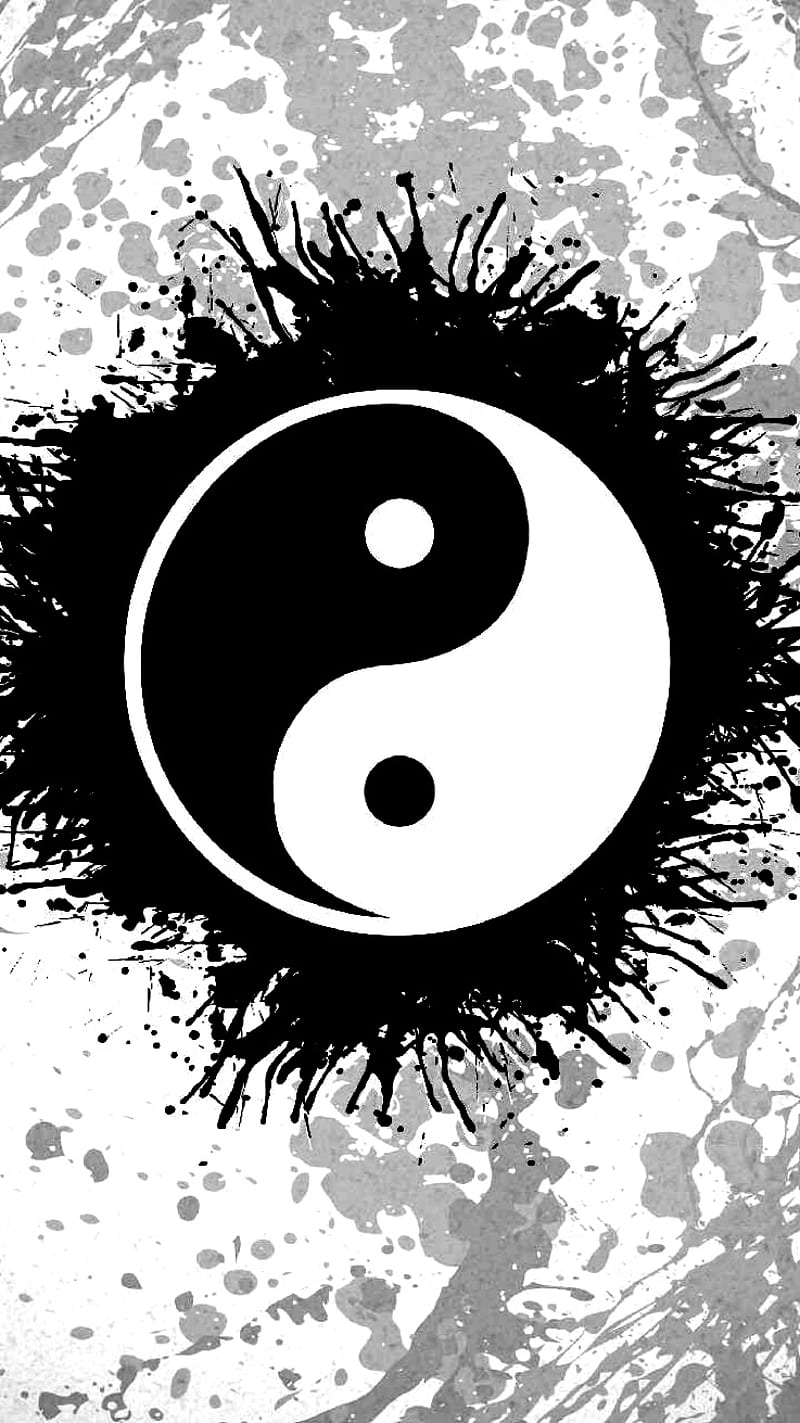 Ying Yang, black, symbol, white, HD phone wallpaper