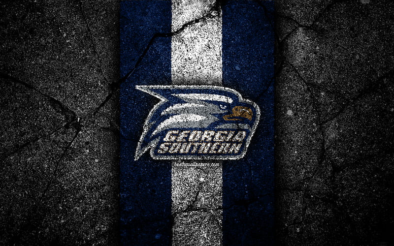 Georgia Southern Eagles american football team, NCAA, blue white stone, USA, asphalt texture, american football, Georgia Southern Eagles logo, HD wallpaper