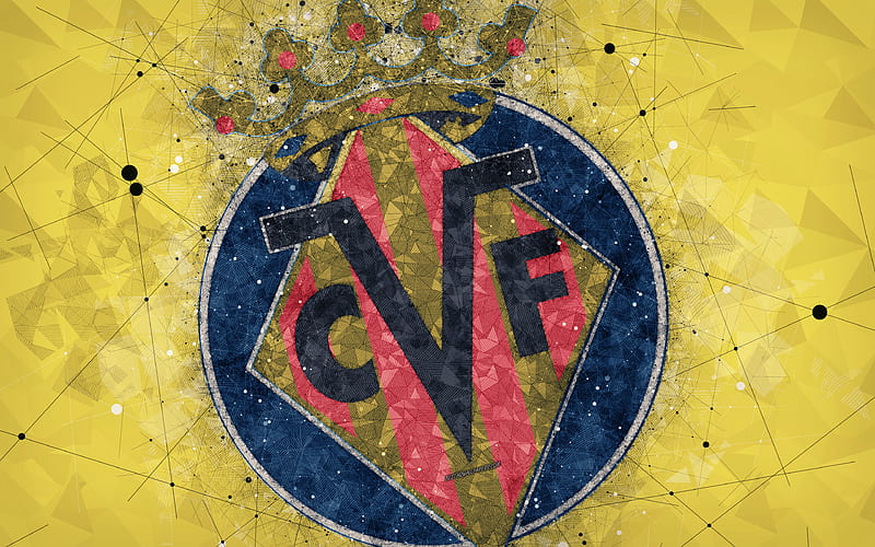 Villarreal CF creative logo, Spanish football club, Villarreal, Spain, geometric art, yellow abstract background, LaLiga, football, emblem, HD wallpaper