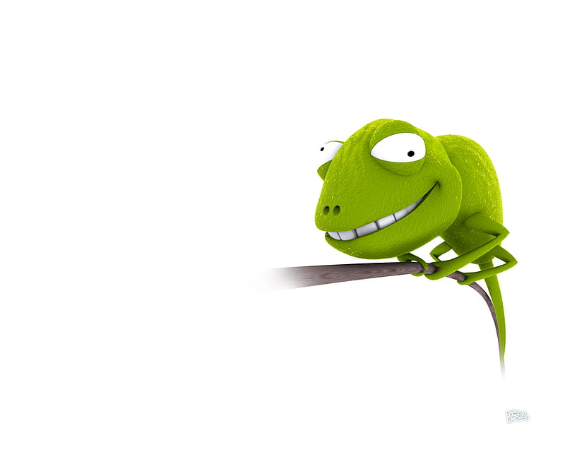 3d Lizard, 3d, lizard, green, chameleon, laugh, digital, fun, HD wallpaper