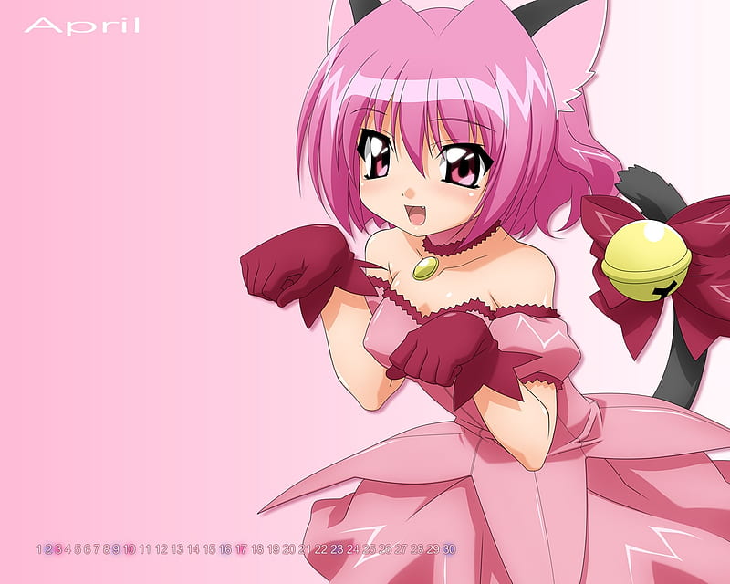 April Mew Mew, strawberry, kitty, ichigo, cat, mew mew power, calendar, zoey, april, tokyo mew mew, anime, other, HD wallpaper