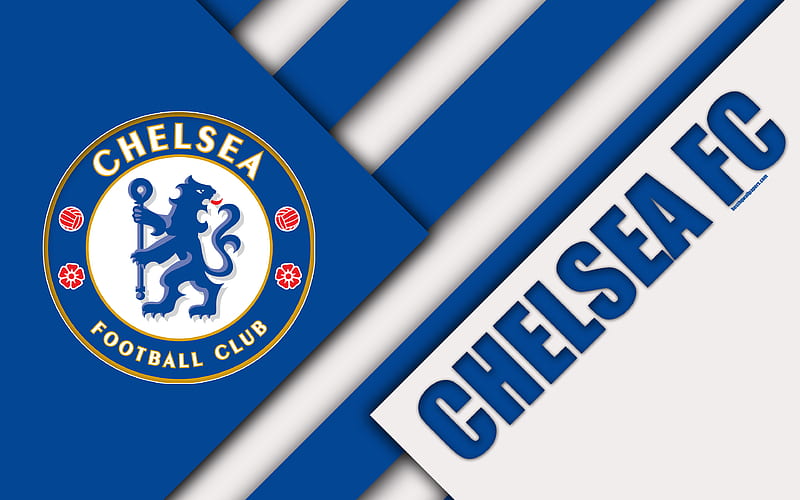 Chelsea FC, logo material design, blue white abstraction, football, London, England, UK, Premier League, English football club, HD wallpaper