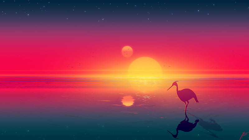 Flamingo Digital Art, flamingos, artist, artwork, digital-art, HD wallpaper