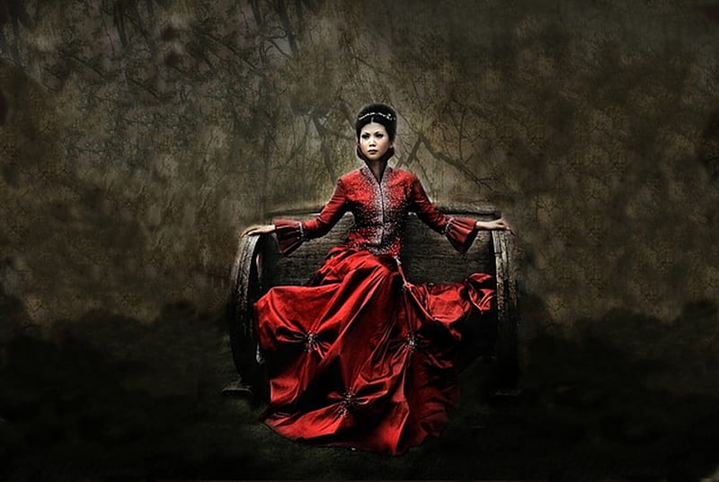 Regal Red, red, dress, woman, regal, HD wallpaper