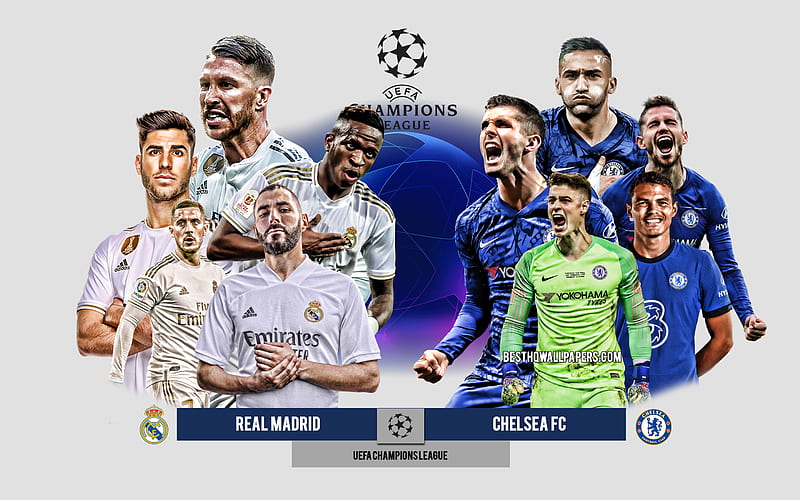Real Madrid vs Chelsea FC, Semifinal, 2021 UEFA Champions League, Preview, promotional materials, football players, Champions League, football match, Real Madrid, Chelsea FC, HD wallpaper