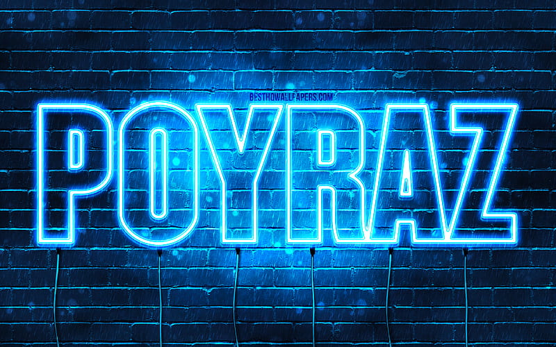 Poyraz with names, Poyraz name, blue neon lights, Happy Birtay Poyraz, popular turkish male names, with Poyraz name, HD wallpaper