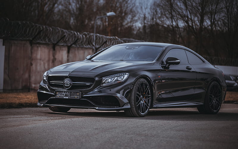 Mercedes-Benz S-class Coupe, Brabus, 2018, C217, S65 AMG, W217, black luxury coupe, tuning S65 AMG, black new S-class Coupe, German cars, Mercedes, HD wallpaper