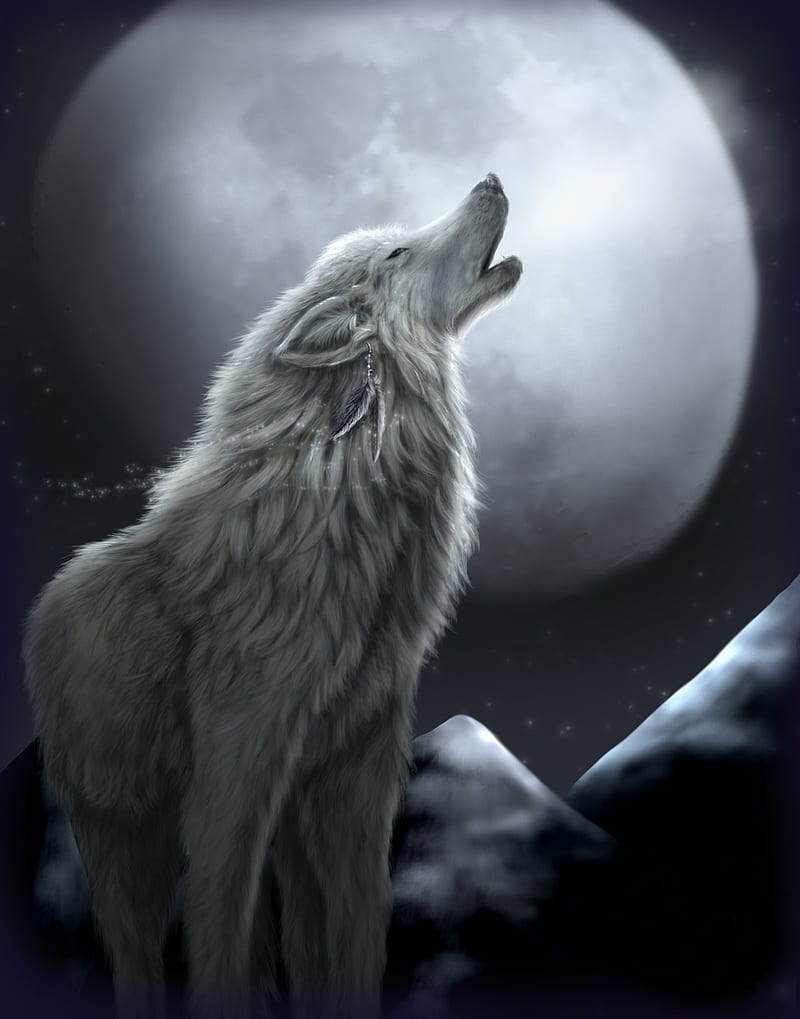 Wolf, art, fantasy nice, predator, white, wild, wolves, HD phone ...