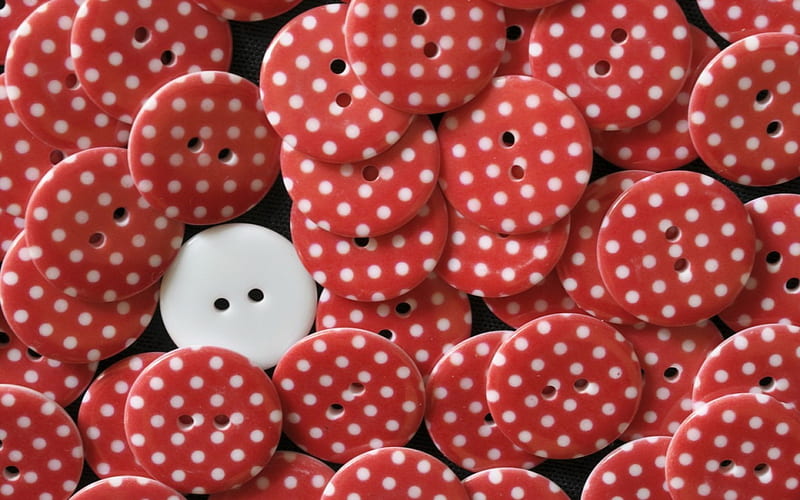 Making difference, buttons, pattern, red, dot, texture, white, abstract, HD wallpaper